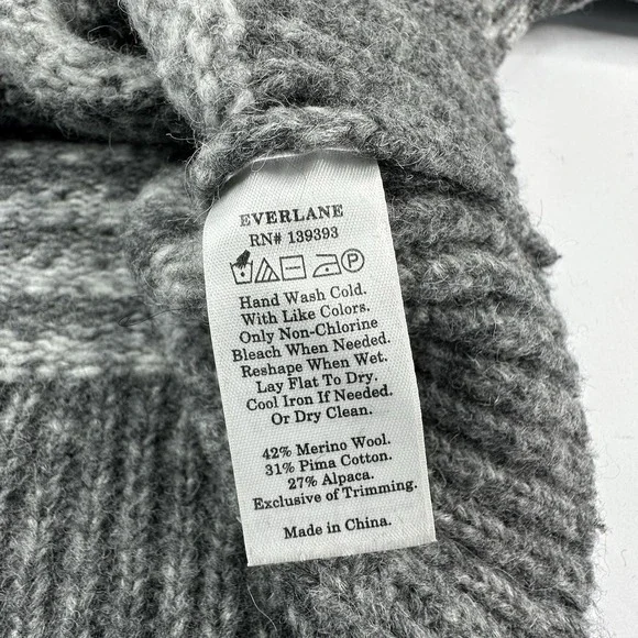 Everlane‎ Grey Checkered Mock Neck Merino Wool Alpaca Blend Sweater Womens XS - Picture 8 of 14